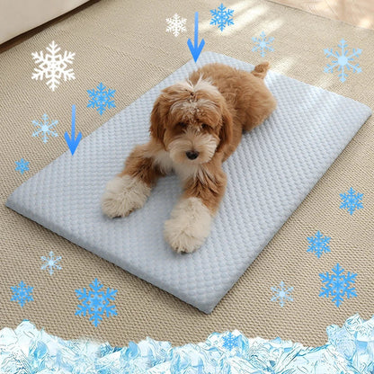 New Summer Ice Silk Cooling Pet Mat Thick Breathable Dog Bed Pad Non-Slip Washable Pet Cooling Sheet for Medium Large Dogs Cats