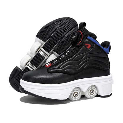 Unisex Automatic Retractable Roller Skates Women's High Top Sports Shoes with Wheels Dual-purpose Skating Sports Shoes