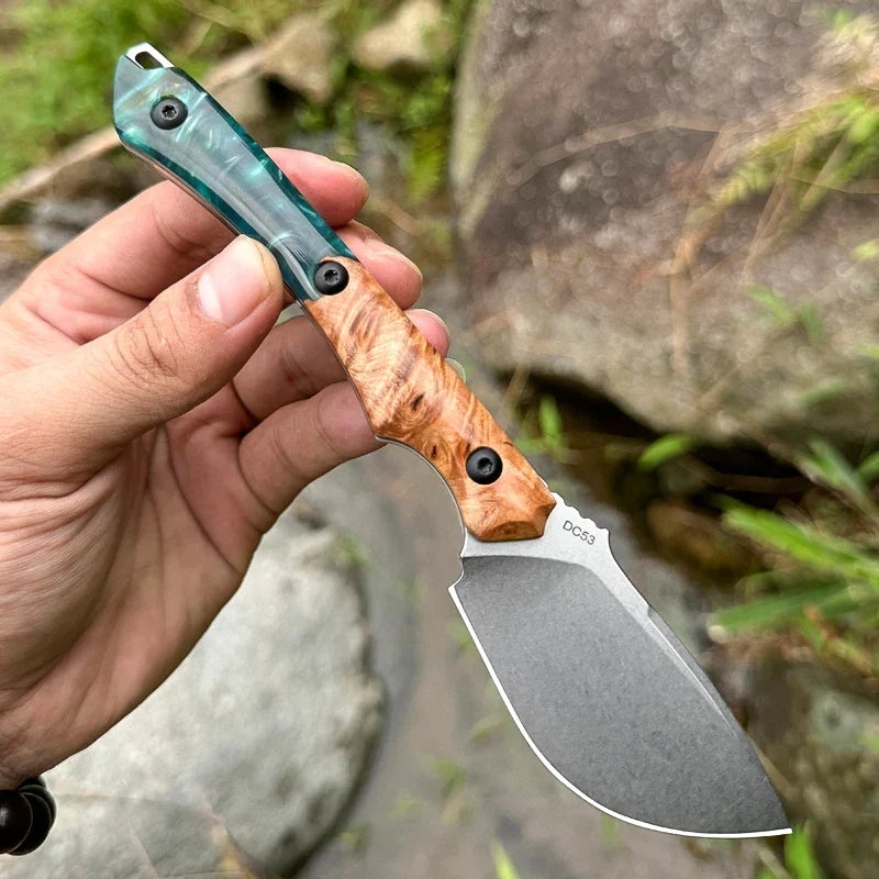 DC53 Steel Fixed Blade Knife, Outdoor Hunting Fixed Blade Knife, Suitable for Mountaineering, Camping Survival, and Hiking