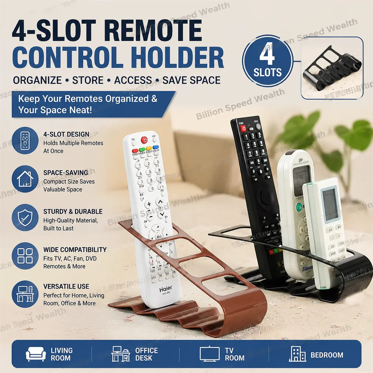 4 Section Tv Remote Control Stand Holder Home Appliance Remote Control Storage Rack Desktop Bracket For Home Living Room Office