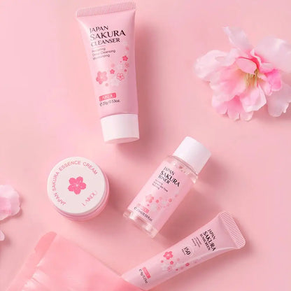 Sakura Skin Care Set facial Cleanser,Serum,Toner,Sunscreen,facial cream Beauty skin care For Women Gifts Routine Travel Kit