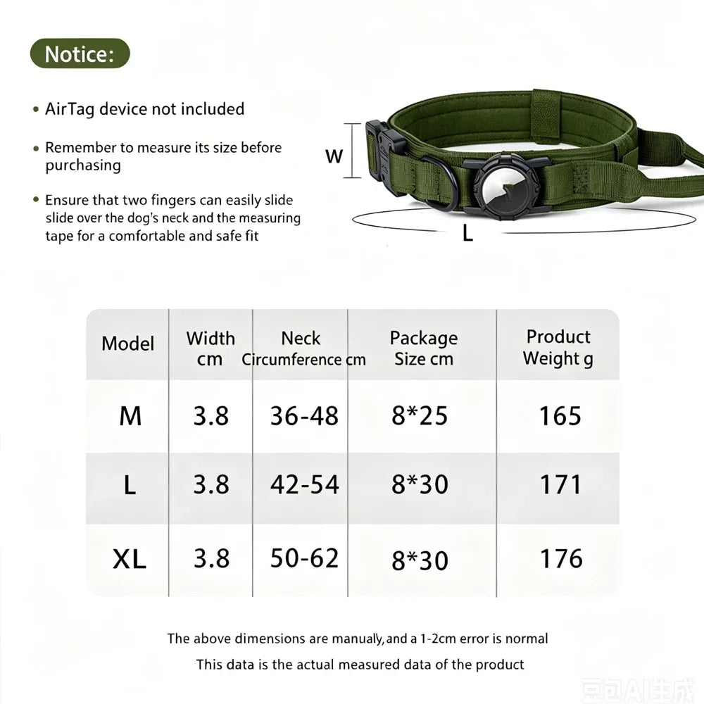 Adjustable Tactical Dog Collar Leash Harness for Medium Large Dogs Pet Accessories Durable Training Gear for German Shepherds