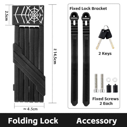 WEST BIKING Foldable Bike Lock Portable Anti-Theft Security Folding Padlock for MTB Road Bike E-bike Scooter Bicycle Accessories