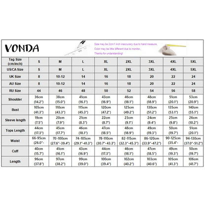 VONDA Women Plus Size Sets Elegant 2PCS Solid Color Two-piece Outfits Short Sleeve Summer Tops Long Skirts Streetwear Dress Sets