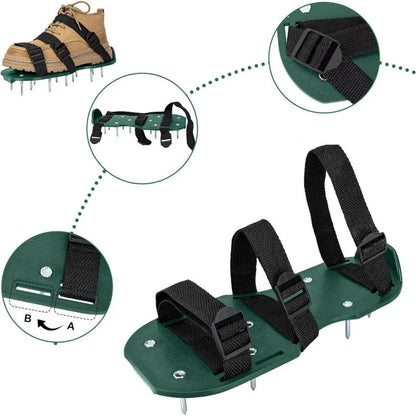 Reusable Lawn Aerator Shoes Manual Lawn Aerator with Spike Adjustable Spiked Aerating Sandals Anti-Slip Lawn Aerator Sandals