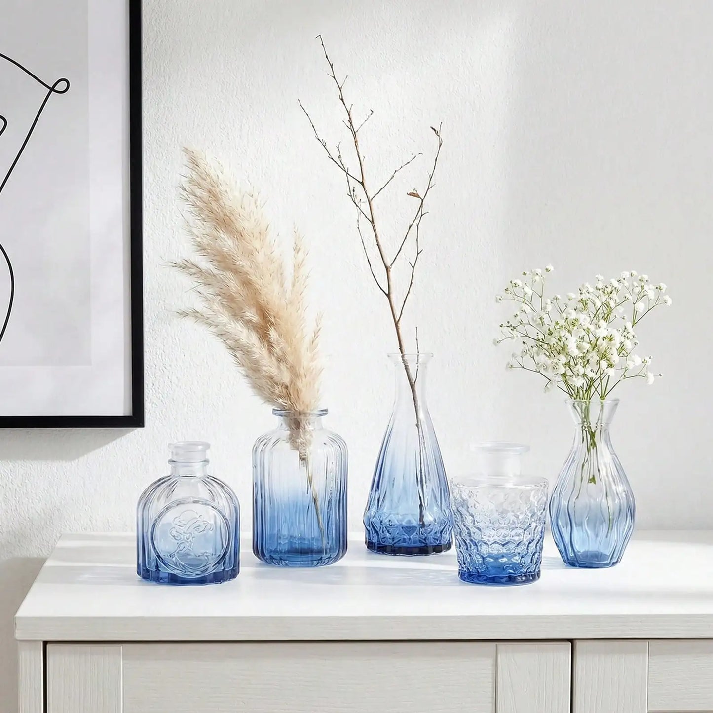 12 Pack Glass Bud Vase Set, Small Vintage Flower Vases for
