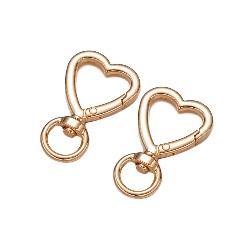 5Pcs Heart Shape Rotation Alloy Lobster Spring Clasps Openable Key Ring  Hook Carabiner Connector Dog Chain Buckles DIY Jewelry