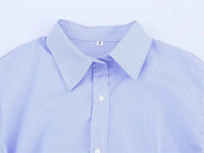 Spring Shirts Tops Women's 2025 New Chic Striped Slim Elegant Office Women's Shirt Fashion Street Youth Long-Sleeved Shirt