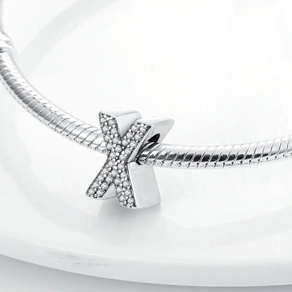 Fit Original Bangle Bracelet DIY A-Z Alphabet Charms Bead 925 Sterling Silver CZ Zircon LOVE Letter Dangle Pendant Jewelry Gift