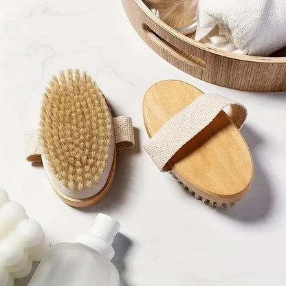 Natural Bristle Shower Brush | Gentle Exfoliating & Skin Renewal | Home Spa Massager | Perfect for Back Scrubbing & Body Care