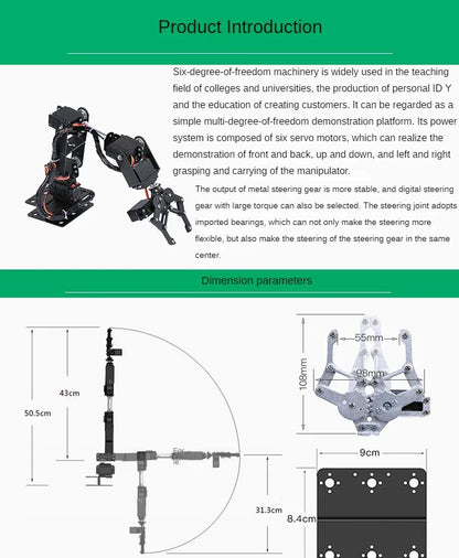 Robotic Arm Kit 6 Dof Programming Robotic Arm DIY kit for Arduino Raspberry Pi Robot For UNO/ESP32 Open Source Code and Tutorial