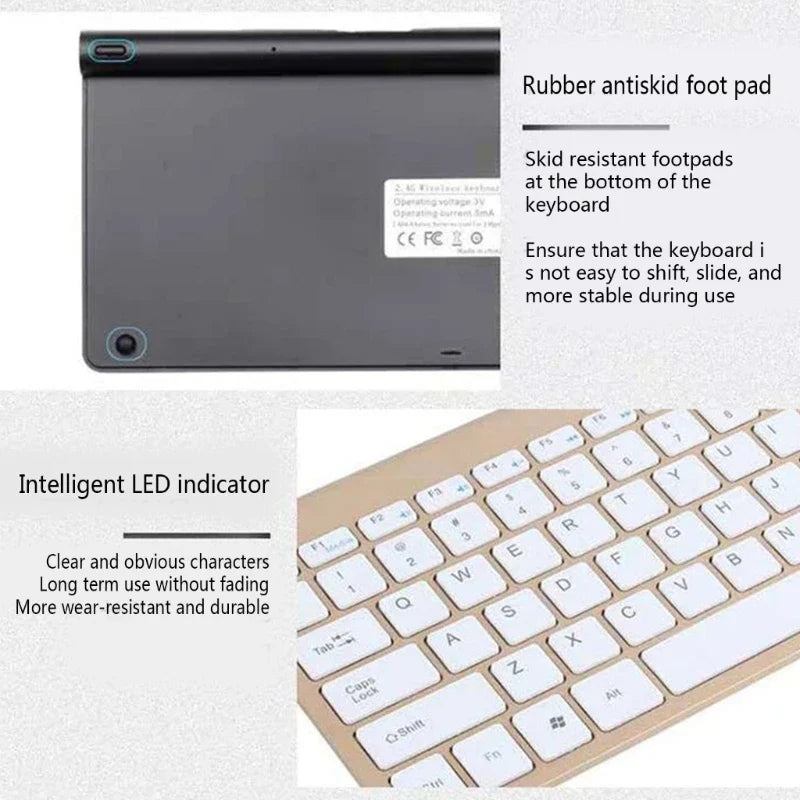 2.4Ghz Wireless Keyboard and Mouse Set 10M Range Mini Keyboard Mouse Combo Set For Notebook Laptop Desktop PC Computer