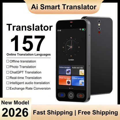 Language Translator Device with 148 Languages Voice Portable Ai  Translating Offline Translation Support Voice Video Recording
