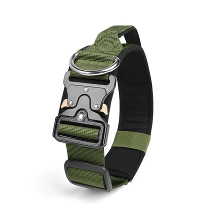 Adjustable Tactical Dog Collar with Metal Buckle Outdoor Walking Training Durable Nylon Collars for Medium Big Dogs Pet Supplies
