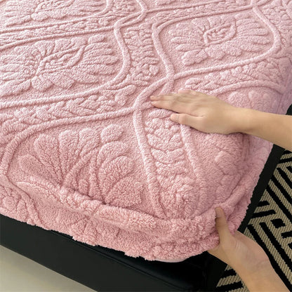 Warm Fleece Elastic Fitted Bed Sheet Thermal Winter Sheets Mattress Topper Protector Cover for Single Couple Double Bedsheet