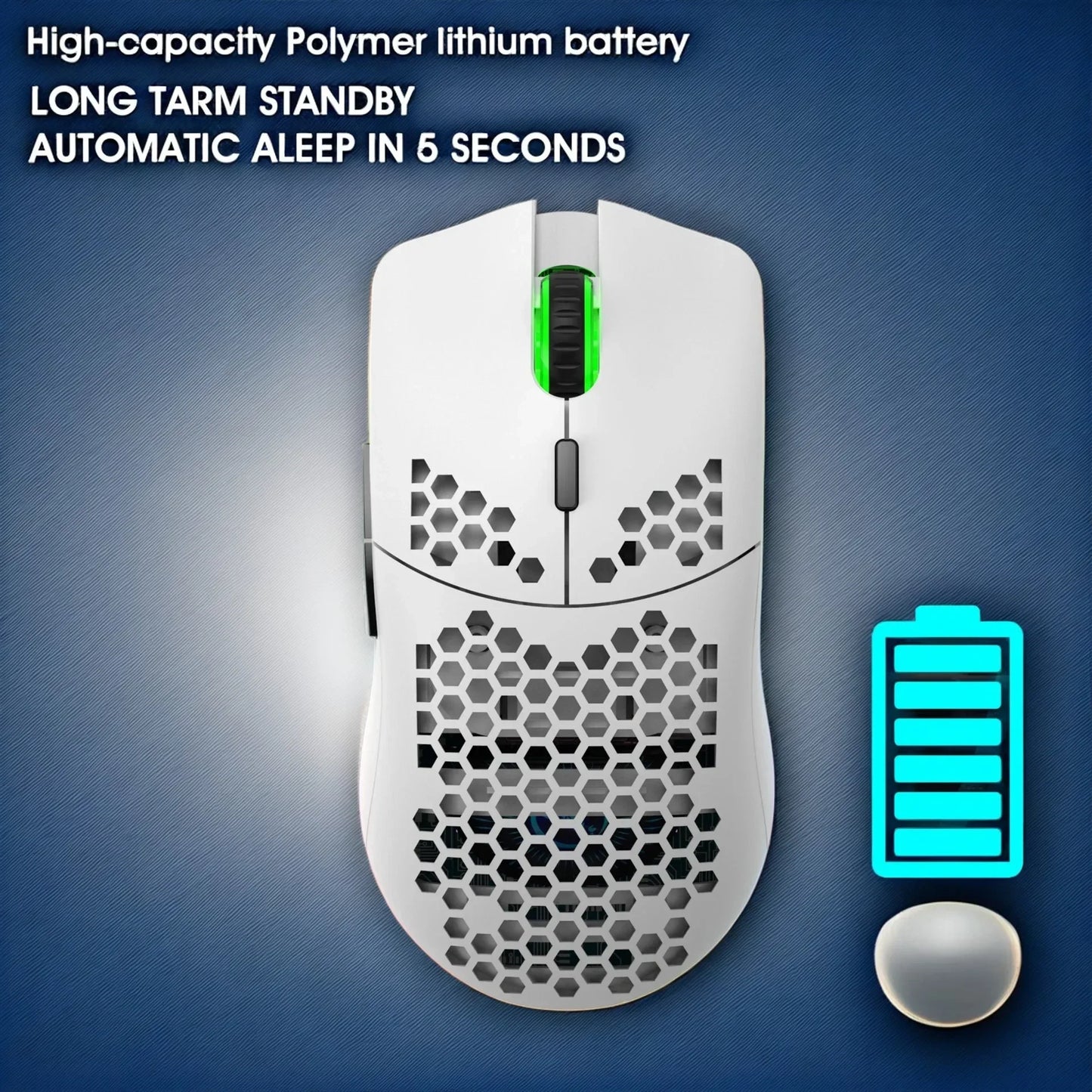 Wireless Bluetooth Keyboard and Mouse Combo, 60% Compact Design, 2.4GHz, White Gamer Set for PC