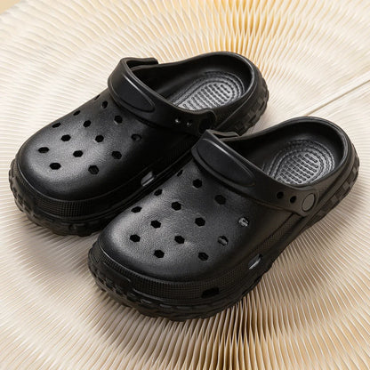 2026 Women and Men's Hole Shoes Summer Non-Slip Outdoor Sandals Closed Toe Shit Feeling Beach Slippers Thick Bottom Soft Bottom