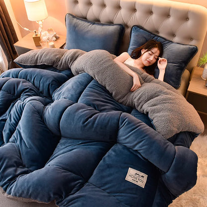 Lamb Fleece Blanket Winter Comforter Thickened Quilts Double-sided Velvet Warm Quilt Single Double Dormitory Milk Fleece Core