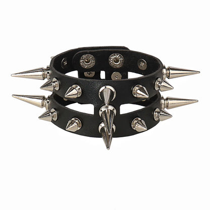 Punk Bracelets PU Leather Studded Bracelet Adjustable Goth Cuff Bracelet Gothic Rivet Buckle Wristband for Men Women Emo Jewelry