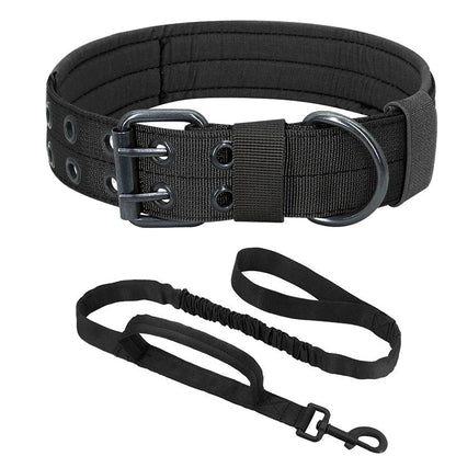 Adjustable Sturdy Tactical Dog Collar with Leash Set for Medium to Large Dogs Anti-Bite Durable Neck Collar For Strong Dogs