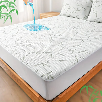 1p Cooling Bamboo Fiber Fitted Sheet, Breathable Mattress Protector