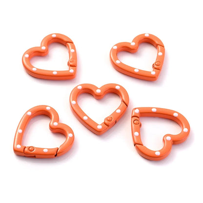 5pcs Multicolor Metal Heart Ring Spring Clasp Carabiner Keychain Clips Hook Dog Chain Diy Jewelry Buckle Connector Supplies
