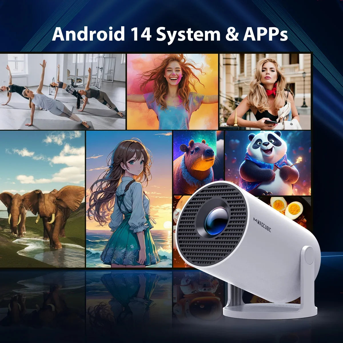 Magcubic Projector HY300 Pro 8K 1080P Outdoor Projetor Android 14 Dual Wifi6 290ANSI Allwinner H726 Home Cinema Projetor