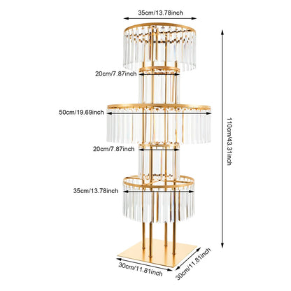 5 Tiers Gold/Silver Wedding Centerpieces Flower Stand Vase Centerpiece Acrylic Flower Stand with Hanging Acrylic