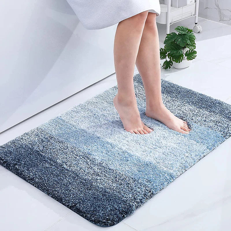 VIKAMA Gradient Stripes Imitation Cashmere Bathroom Floor Mats Anti-Slip Wear-Resistant Bathroom Mats Home Decoration