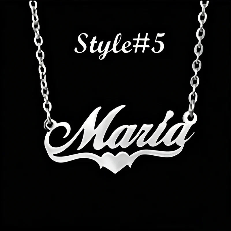 Multi-style Heart Name Design Personalized Pendant Necklace Woman Stainless Steel Silver Gold Name Customized Necklace Jewelry