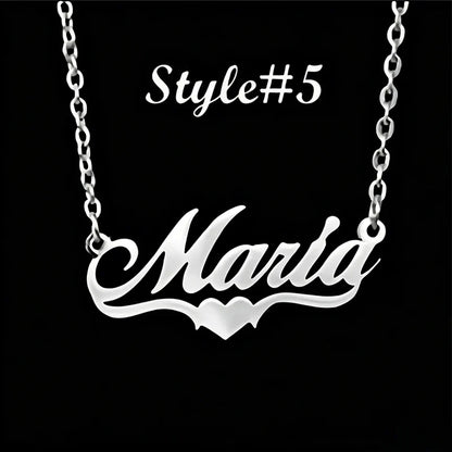 Multi-style Heart Name Design Personalized Pendant Necklace Woman Stainless Steel Silver Gold Name Customized Necklace Jewelry