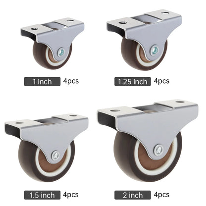 4pcs 1 inch/1.25 inch/1.5 Inch/2 inch Universal Casters Furniture Wheel Caster Silent Trolley Wheels for Sofa Chair Table