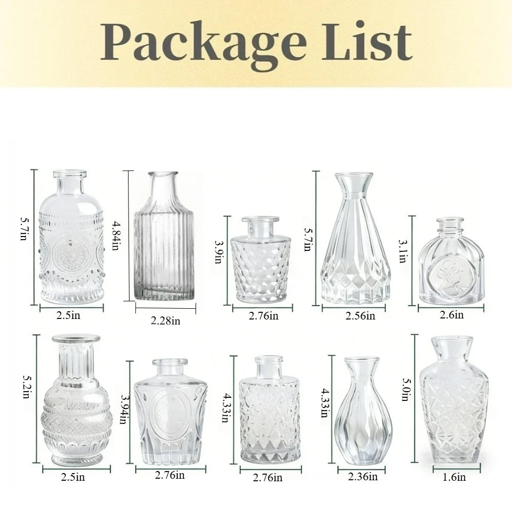 10/20pcs Mini Glass Vase Modern Clear Hydroponic Flower Vase Retro
