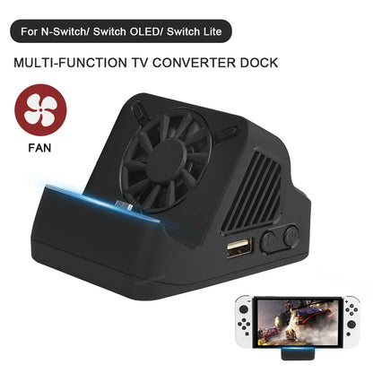2026 NEW For Switch OLED Console For NS Switch Portable Multifunction TV Projector Charging Dock With Cooling Fan USB 3.0 Port