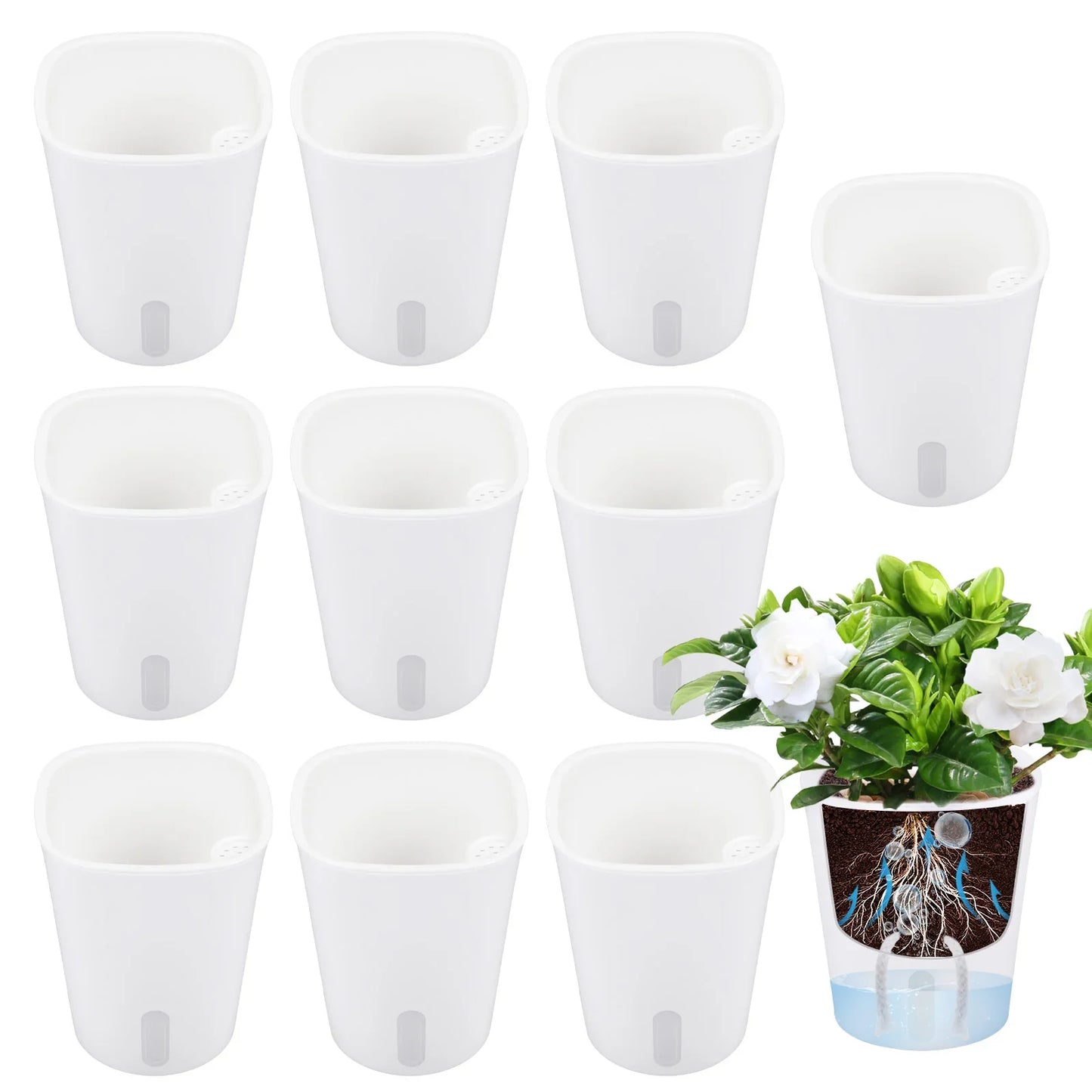 10 Pcs Self Watering Planter Lazy Hydroponic Flower Pot Plastic