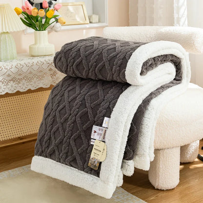 Warm Wool Sherpa Thick Blankets Fluffy Soft Coral Fleece Bedspread on The Bed Single Double Winter Plush Coraline Furry Throw