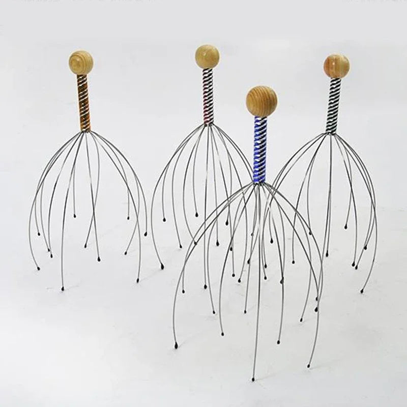 1Pcs Head Relaxing Massager Claw Head SPA Scalp Neck Stress Relief Octopus Massage Release Head Physician Steel Ball Massager