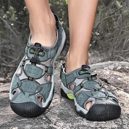 Summer Men's Shoes 2023 New Casual Sandals Outdoor Walking Anti-slip Beach Sports Shoes Platform Sandals Leather Slipper Man