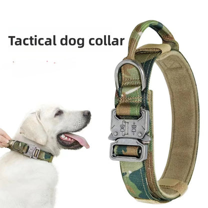 Pet Products Outdoor Tactical Dog Collar Metal Buckle Breathability Nylon Collar Medium and Large Dog Training Neck Collar Dog