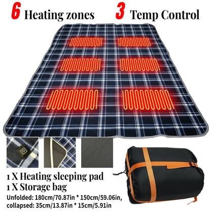 Winter Camping Gear- Sleeping Electric Heating Pads 3 Temp Adjustament Heating Cushion Pad Cold Resistant for Outdoor Sports Mat