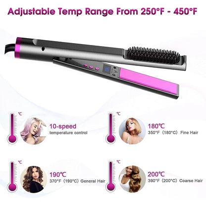 2 in 1 Hair Straightener Multifunctional Curling & Straightening Brush