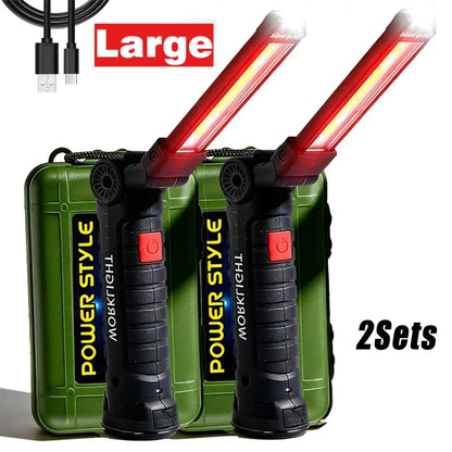 360° Rotating LED Work Light Sets 5 Modes USB Rechargeable Magnetic Base Hanging Hook Waterproof for Garage Auto Repair Camping