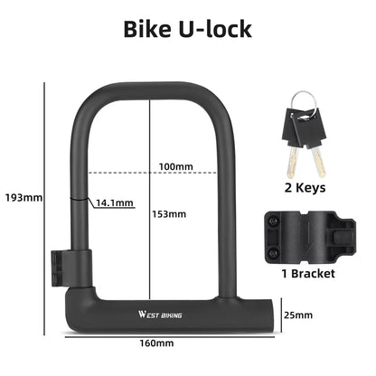 WEST BIKING Bike Foldable Lock Anti-theft Electric E-Bike Chain Padlock Motorcycle Safety Portable Locks Bicycle Accessories