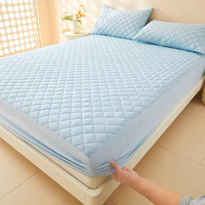 1pc Quilted Waterproof Fitted Sheet, Machine Washable Mattress