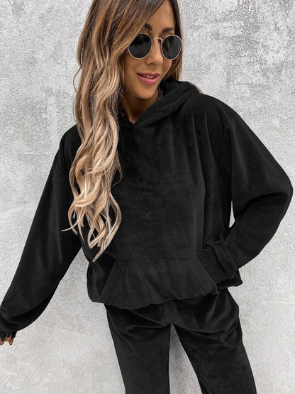 Autumn Winter Tracksuit Women Two Piece Set Oversized Hoodie Sweatpants Solid Sportswear Suit Casual Sweatshirt Trouser Set Lady