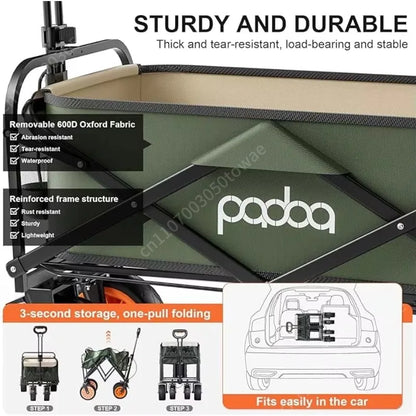 100L Electric Powered Camping Wagon, 150kg Heavy-Duty Foldable Utility