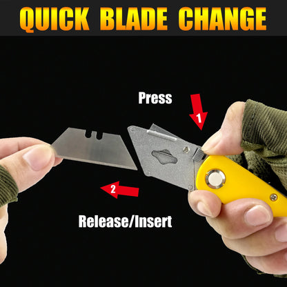 Folding Art Knife - 10 blades, box opener, office supplies, wallpaper knife, multi-functional folding knife，Utility knife