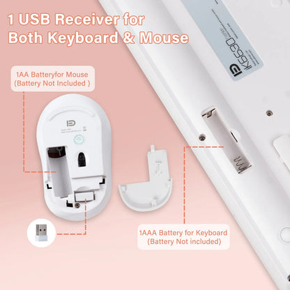 1 Set of 2.4G Wireless Keyboard and Mouse, Portable 95-key Multimedia key Office Mouse Kits, Silent Round Keyheads keyboard Mice
