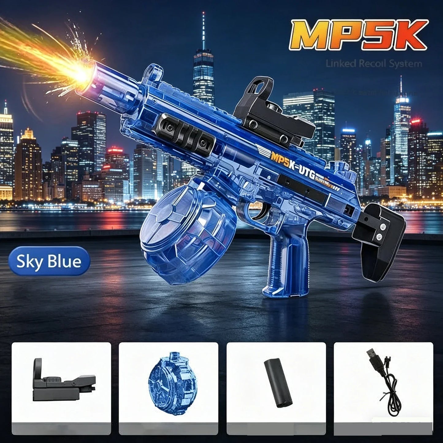 New MP5K Simulation Fire Electric Water Guns for Large Capacity Automatic Continuous Water Gun Adults Summer Outdoor Toys