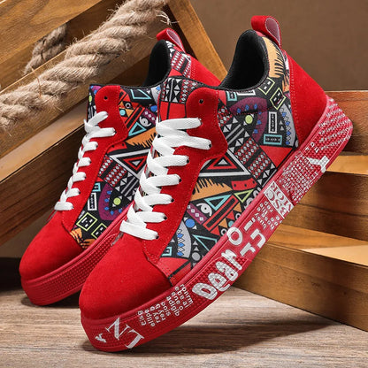 Breathable sports shoes, skateboard shoes, men's heart and music graphic design, couple casual shoes